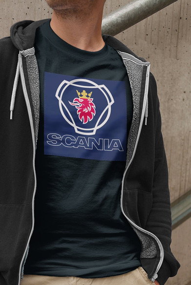 Koszulka z naszywką Scania logo blue