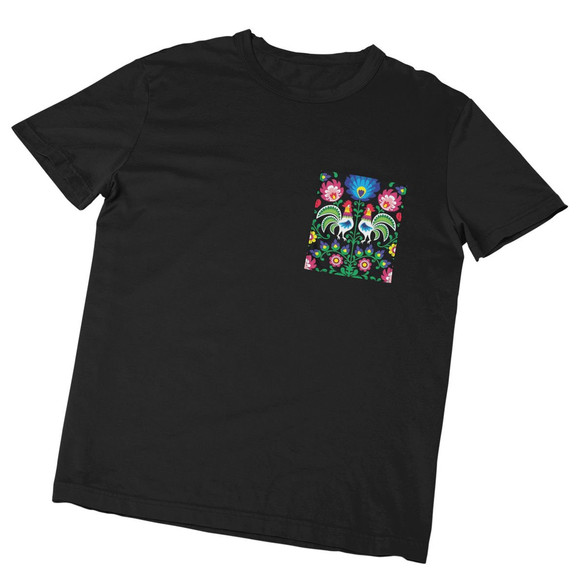 Koszulka z kieszonką WZORY ŁOWICKIE KOGUT