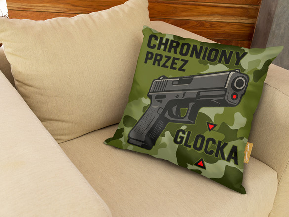 Poduszka dla strzelca Chroniony przez GLOCKA 40x40cm