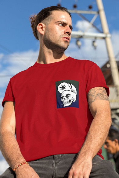 Koszulka z kieszonką STONED SKULL