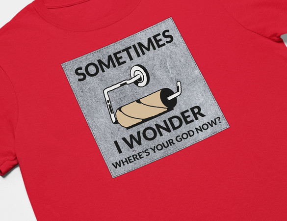 Koszulka z naszywką Where's your God...