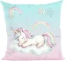 Poduszka Jednorożec śpiący na chmurce – pastelowa, personalizowana dla dziecka 40x40cm
