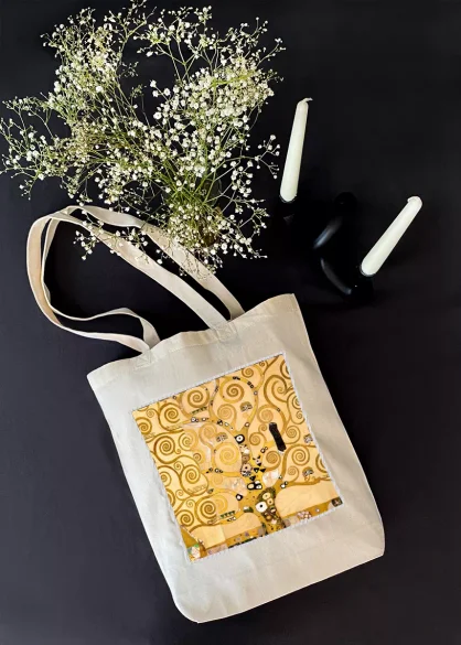 Torba z naszywką Drzewo życia Gustav Klimt écru
