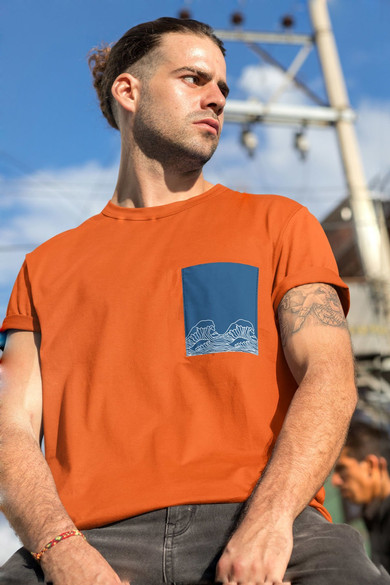 Koszulka z kieszonką FALE BLUE WAVES