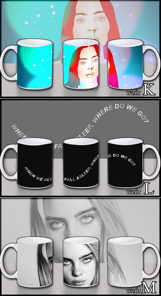 BILLIE EILISH Zestaw poduszka kubek WZORY+GRATIS