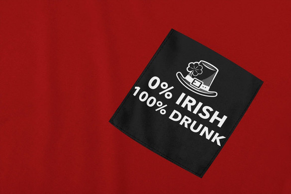 Koszulka z kieszonką 0% IRISH 100% DRUNK