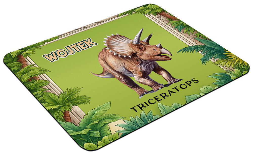 Podkładka Dinozaury Triceratops + imię dziecka 60x40cm