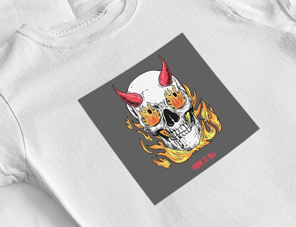 Bluzka damska z naszywką Skull : Burn it all