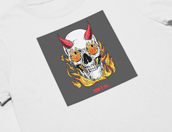 Koszulka z naszywką Skull : Burn it all