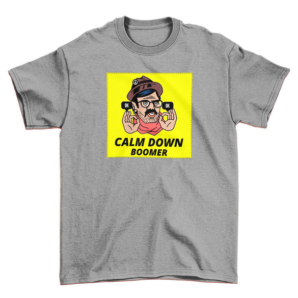 Koszulka z naszywką Calm down boomer