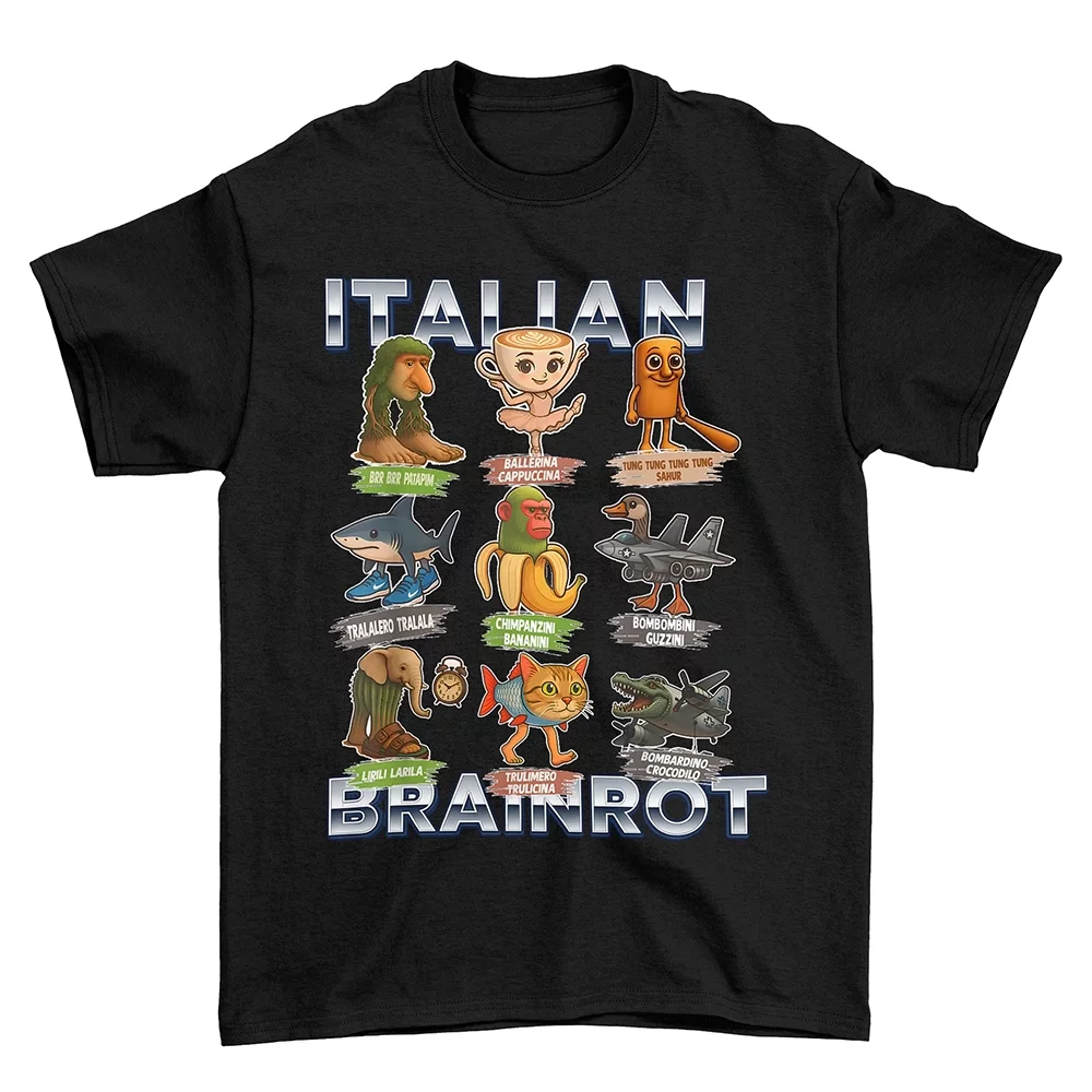 Koszulka Italian Brainrot Paczka Stworków włoskich brainrotów Czarna 12-14 lat