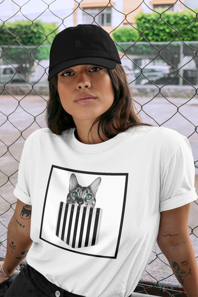 Koszulka z naszywką Cat pocket