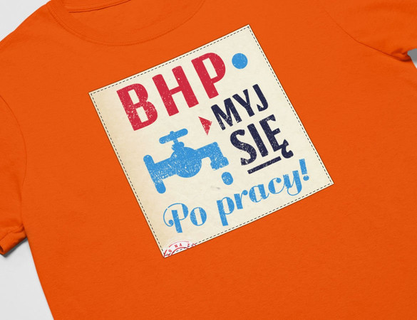 Koszulka z naszywką PRL-BHP