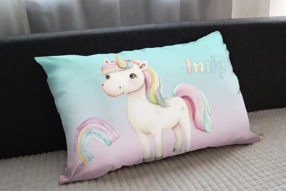 Poduszka Jednorożec pastelowy – personalizowana 60x40cm