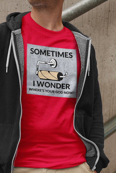 Koszulka z naszywką Where's your God...