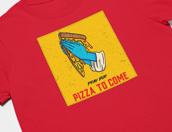 Koszulka z naszywką Pray for pizza