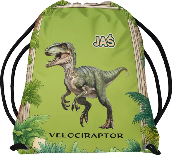 Worek Dinozaury Velociraptor + imię dziecka