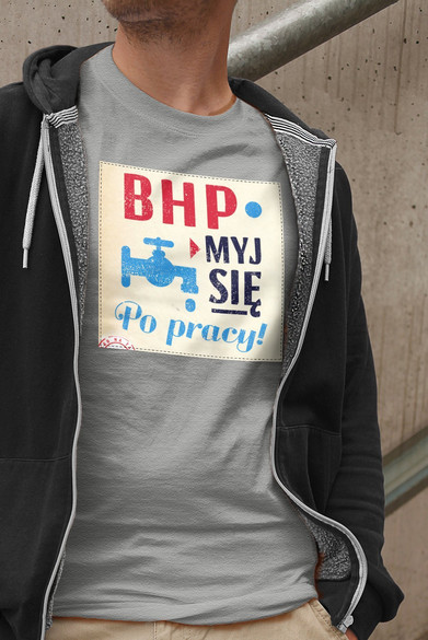 Koszulka z naszywką PRL-BHP