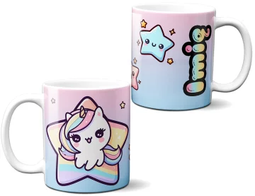 Kubek Jednorożec Kawaii w gwiazdce – personalizowana, prezent dla dziecka