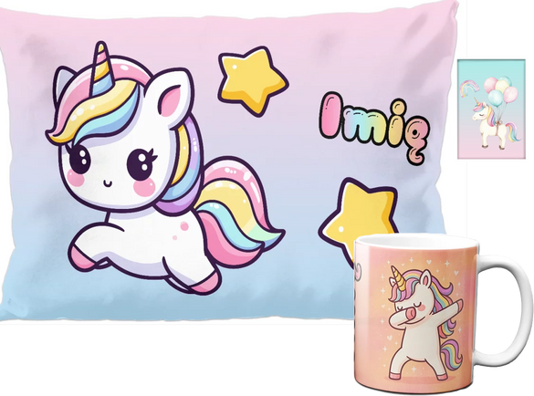 Zestaw Jednorożec Poduszka & Kubek & Magnes