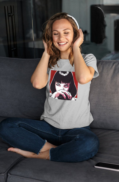 Bluzka damska z naszywką Uma Thurman Ilustracja