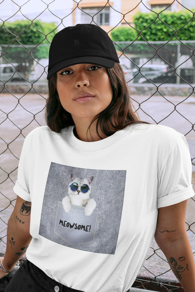 Koszulka z naszywką Meowsomepocket