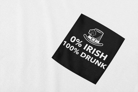 Koszulka z kieszonką 0% IRISH 100% DRUNK