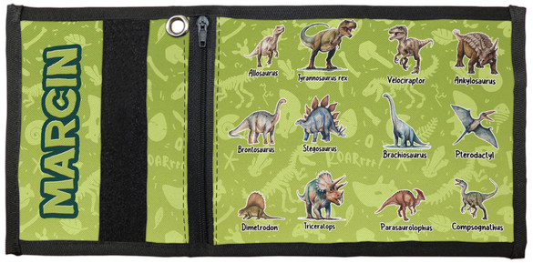 Portfel Dinozaury różne - z imieniem dziecka