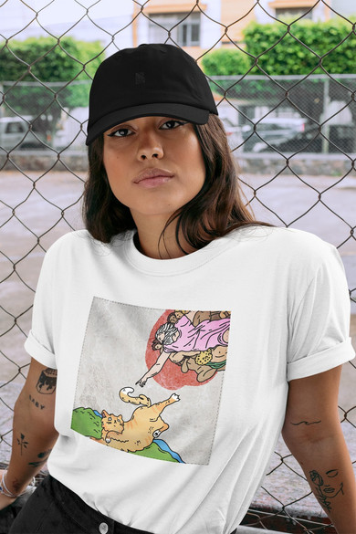 Koszulka z naszywką CAT PARODY: Stworzenie Adama