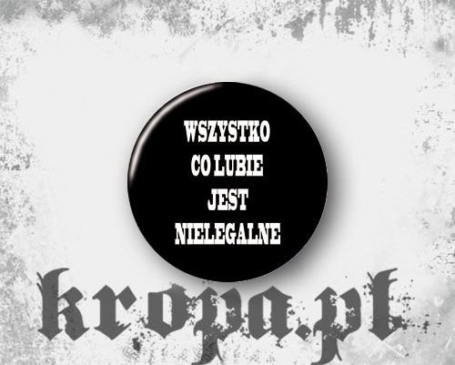 Przypinka WSZYSTKO CO LUBIE JEST NIELEGALNE