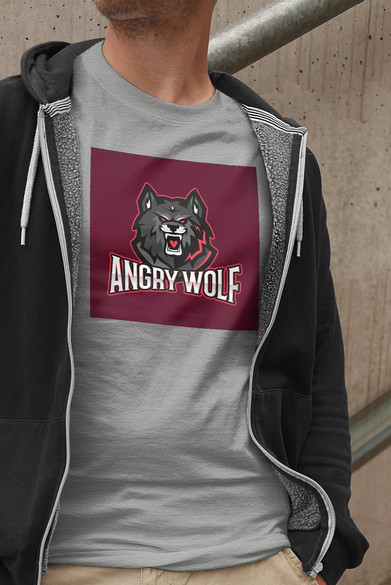 Koszulka z naszywką Angry Wolf