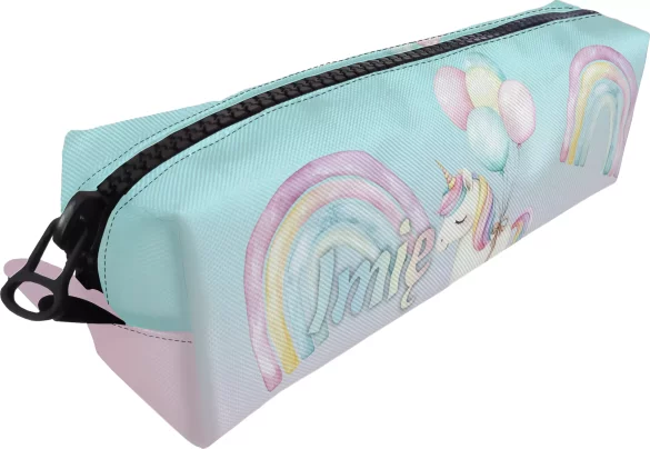 Piórnik Jednorożec z balonami – pastelowa, z imieniem, prezent dla dziewczynki