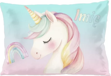 Poduszka Jednorożec romantyczny – pastelowa, z imieniem 60x40cm