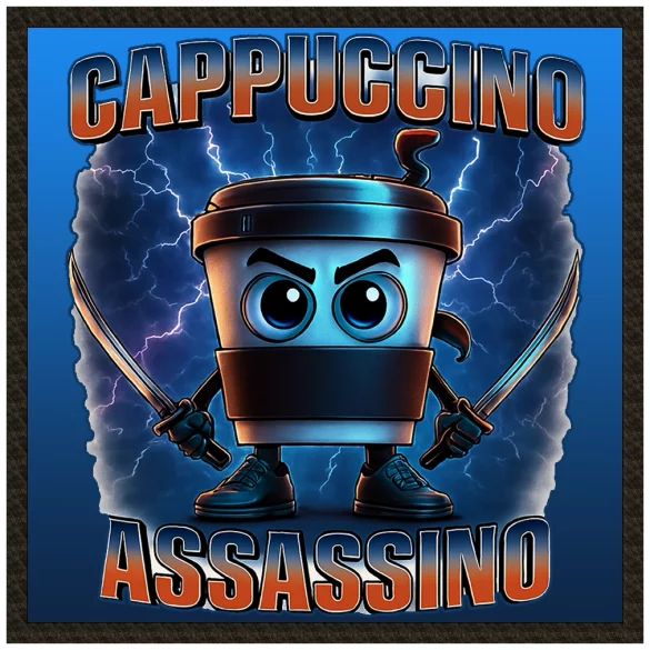Naszywka Italian Brainrot Cappuccino Assassino z piorunami