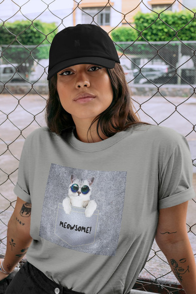 Koszulka z naszywką Meowsomepocket