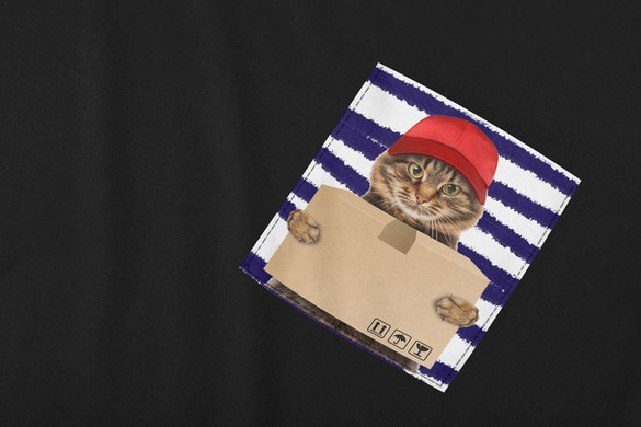 Koszulka z kieszonką KOT KURIER