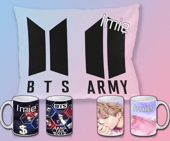 BTS Poduszka + Kubek + Imię Gratis ZESTAW PREZENT