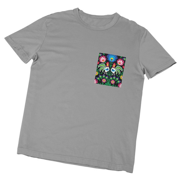 Koszulka z kieszonką WZORY ŁOWICKIE KOGUT 