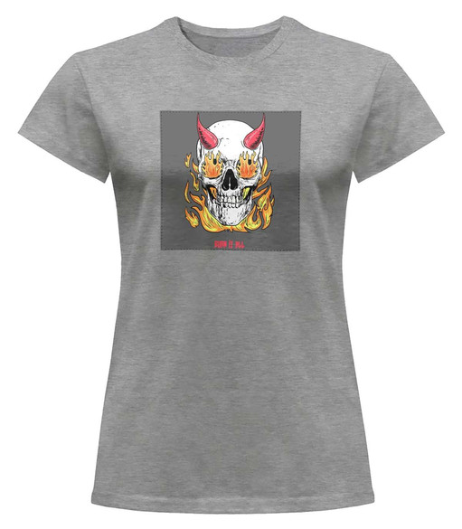 Bluzka damska z naszywką Skull : Burn it all