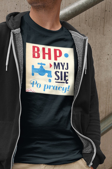 Koszulka z naszywką PRL-BHP