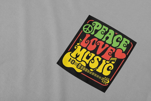 Koszulka z kieszonką PEACE LOVE MUSIC