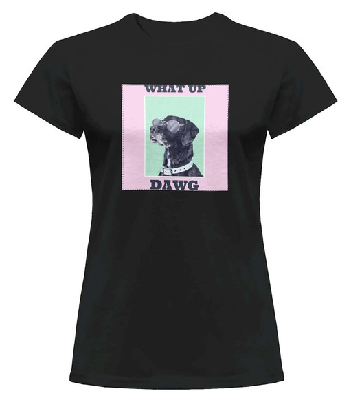 Bluzka damska z naszywką What up dawg
