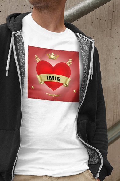 Koszulka z naszywką na Walentynki TWÓJ NAPIS