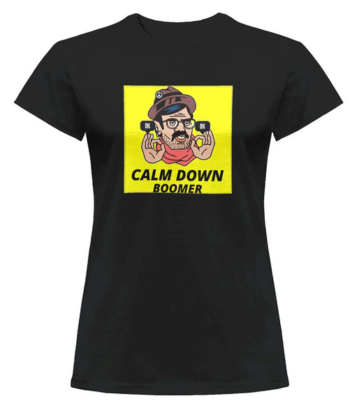 Bluzka damska z naszywką Calm down boomer