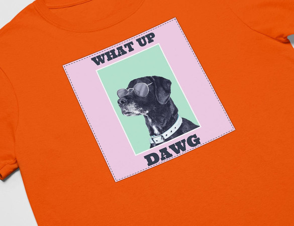 Koszulka z naszywką What up dawg