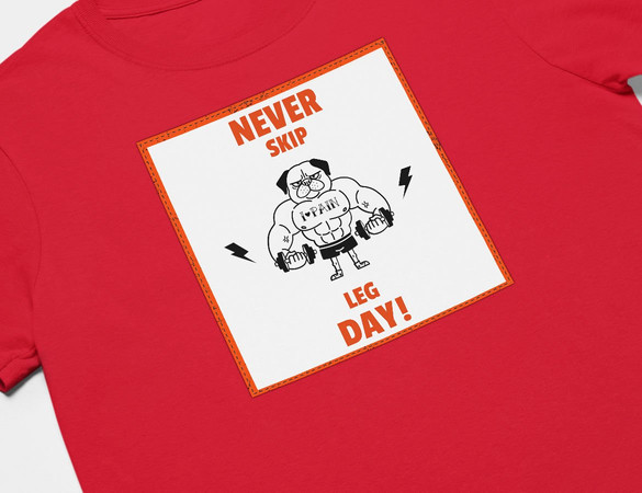 Koszulka z naszywką Never skip leg day