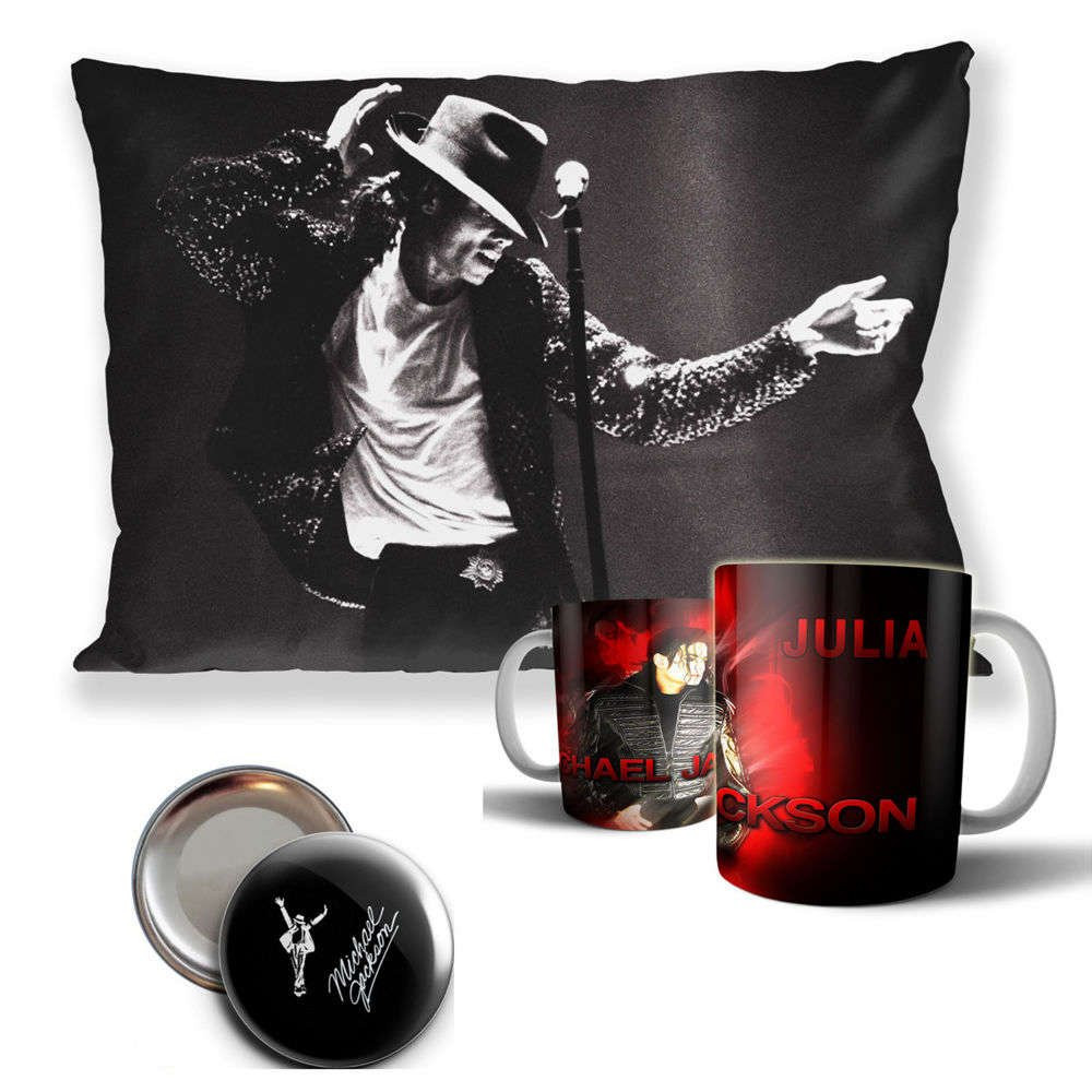MICHAEL JACKSON Zestaw poduszka kubek WZORY+GRATIS, roz.Standard