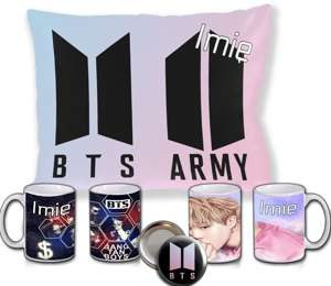 BTS Poduszka + Kubek + Imię Gratis ZESTAW PREZENT