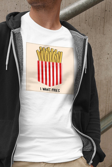 Koszulka z naszywką I want fries