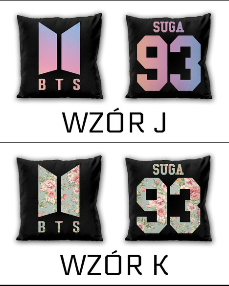 Poduszka BTS DUŻO WZORÓW 40x40 DWUSTRONNA